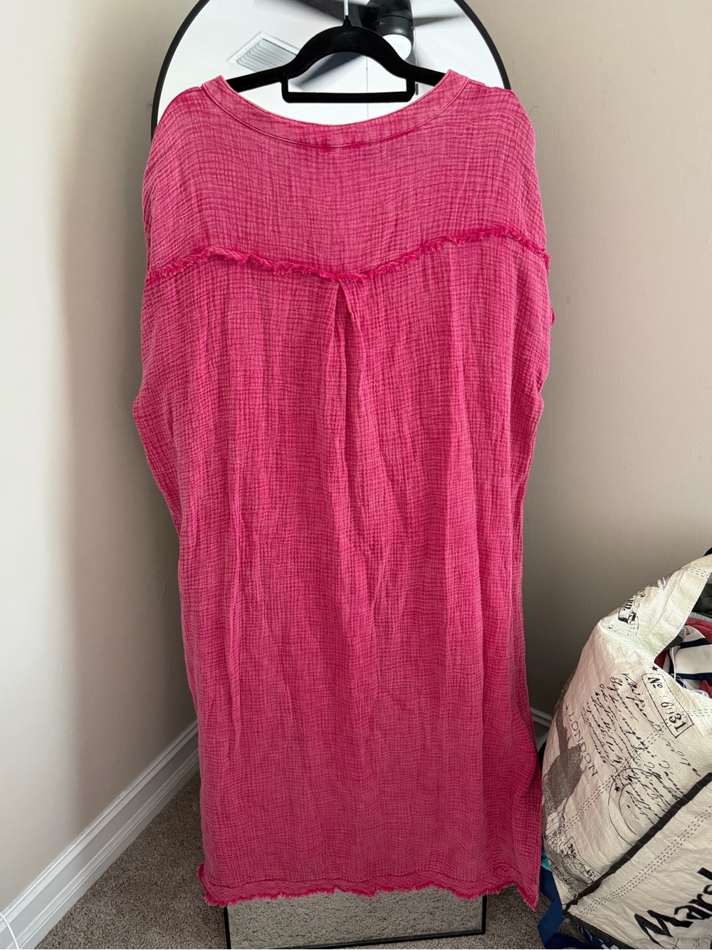 Umgee Hot Pink Gauze Midi Dress - Picture 6 of 7